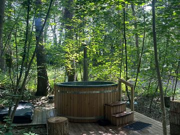 We have an onsite forest spa with woodfired sauna, hottub and cold water therapy