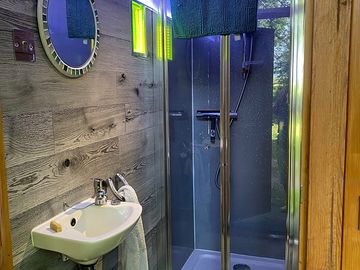 Our beautiful horse trailer showers. Good quality hot gas showers. Shared with all camping pitches