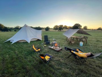 Our fully furnished bell tent on our roughs site