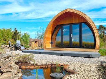 The front of the pod, with a wee wildlife pond