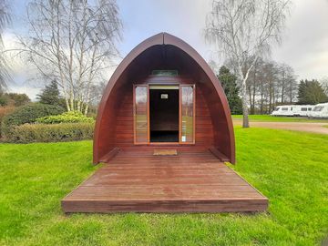 Exterior of standard glamping pod