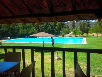 Relaxing by the pool
