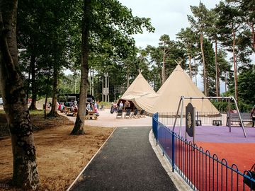 Picture of our castlewood tee pee and playpark on site at castlewood holiday park, antrim