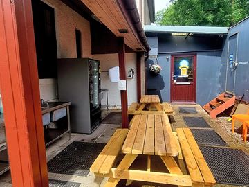 Drying room, vending machine and washing-up area