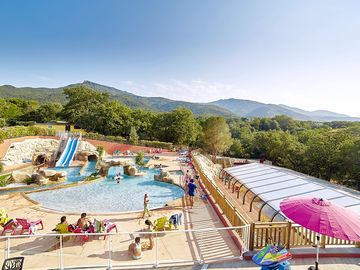 Pool with waterslide