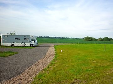 Looking down the site, across the fields