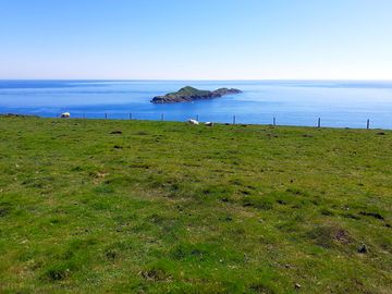 View of ynysoedd gwylanod from the coastal path