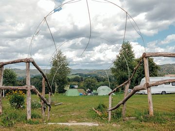 Lower part of the camp with stunning view for the alps