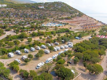 Aerial shot of the touring pitches