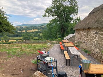 Outdoor camp kitchen and dining area
