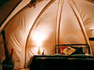 Bell tent at night
