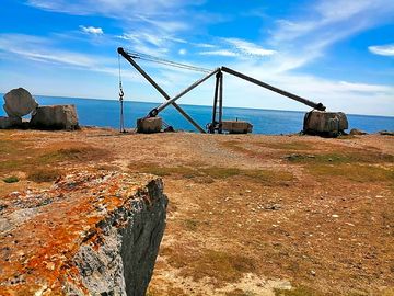 Red crane at portland bill