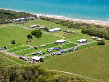 Overhead shot of the beachside holiday park