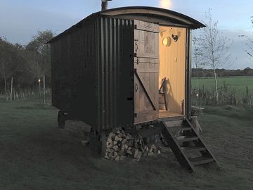 Hampshire hut in the moonlight