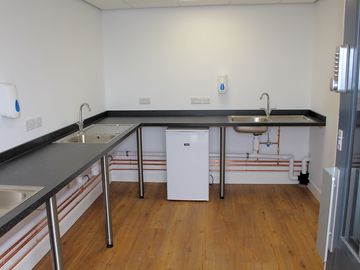 Veg prep area with freezer