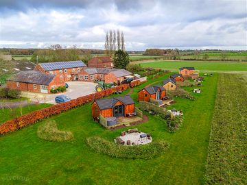 The cabins in rural surroundings