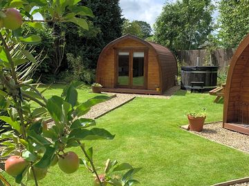 Pod with private wood fired hot tub