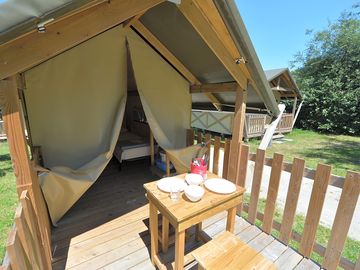 Private decking outside the tent