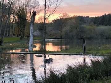 Stunning autumn sunset views over the lake