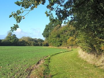 Farm walk with a bench to sit and relax on half way round