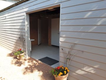 Entrance to shower and toilets
