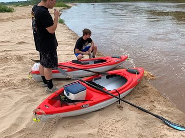 Kayak and canoeing activities on the river