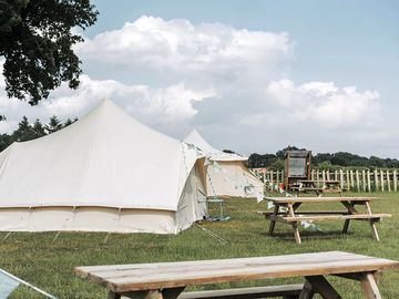 Bell tents in the paddock