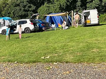 Families meet up and kids roam around