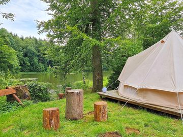 Rental tent overlooking the lake