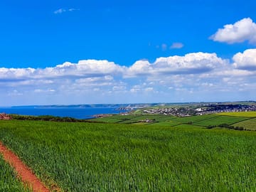 View from the site of Thurlstone Beach, Burgh Island and Dartmoor in the distance (added by manager 30 Jun 2021)