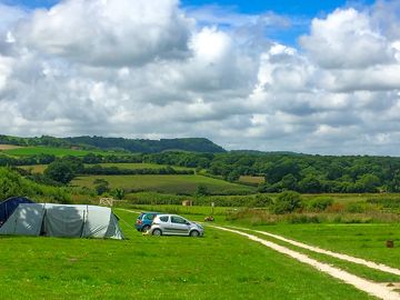 Visitor image of the view of the tent pitches and surrounding area (added by manager 06 feb 2024)