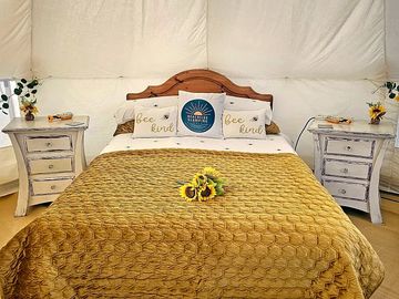Double bed in each tent along with the option of two singles plus z beds if required.