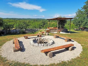 Campfire area on a sunny day