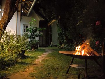 Entrance and firepit