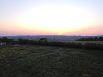 Aerial view with a sunset