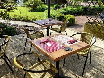 Eat on the restaurant's terrace