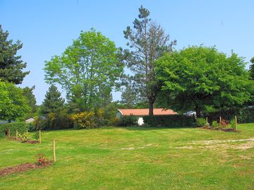 Well-kept shaded grass pitches
