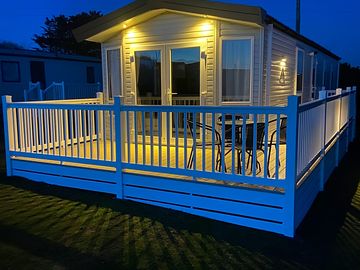 Night time view of atlas chorus caravan