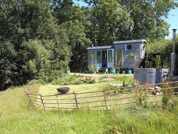 Shepherd's hut and hot tub