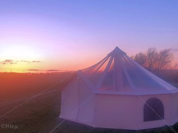 Bell tent at sunset