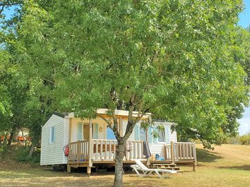 Decking next to the caravan