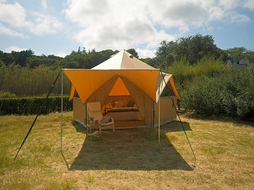 Glamping tent with shade