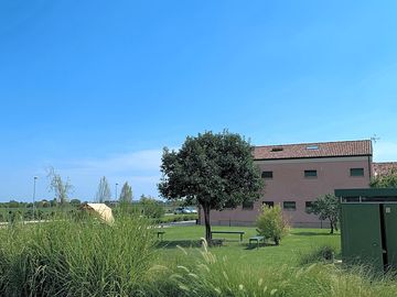 The main building seen from the pool