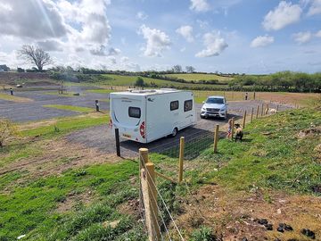 Large serviced pitches with space for your car