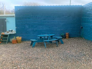 Picnic table and water available