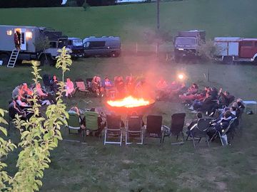 Relaxing by the fire
