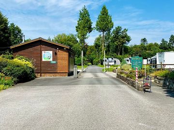 Barrier at entrance to touring park. £10 cash refundable deposit required to operate barrier.