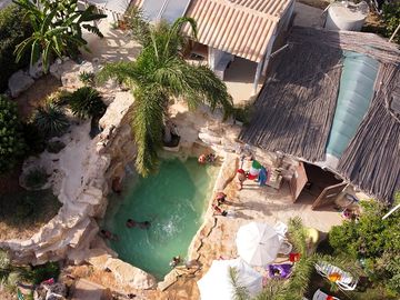 Aerial view of the pools