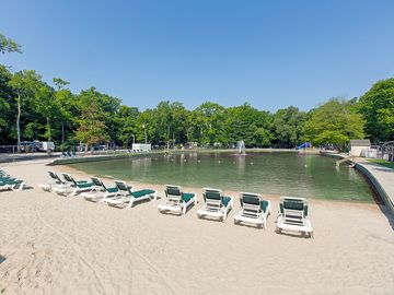 Private beach on a clean lake