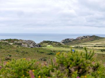 View across site towards the sea